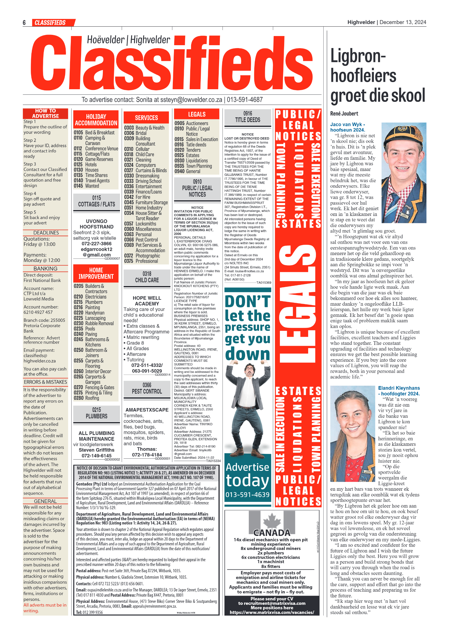 Highvelder Newspaper 13 December 2024 page 6