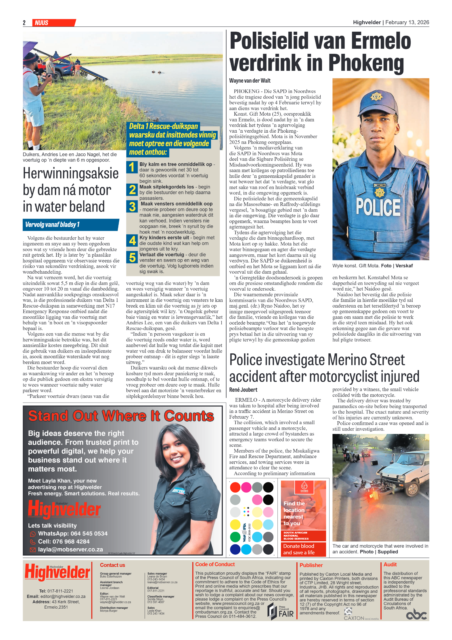 Highvelder Newspaper 13 February 2026 page 2