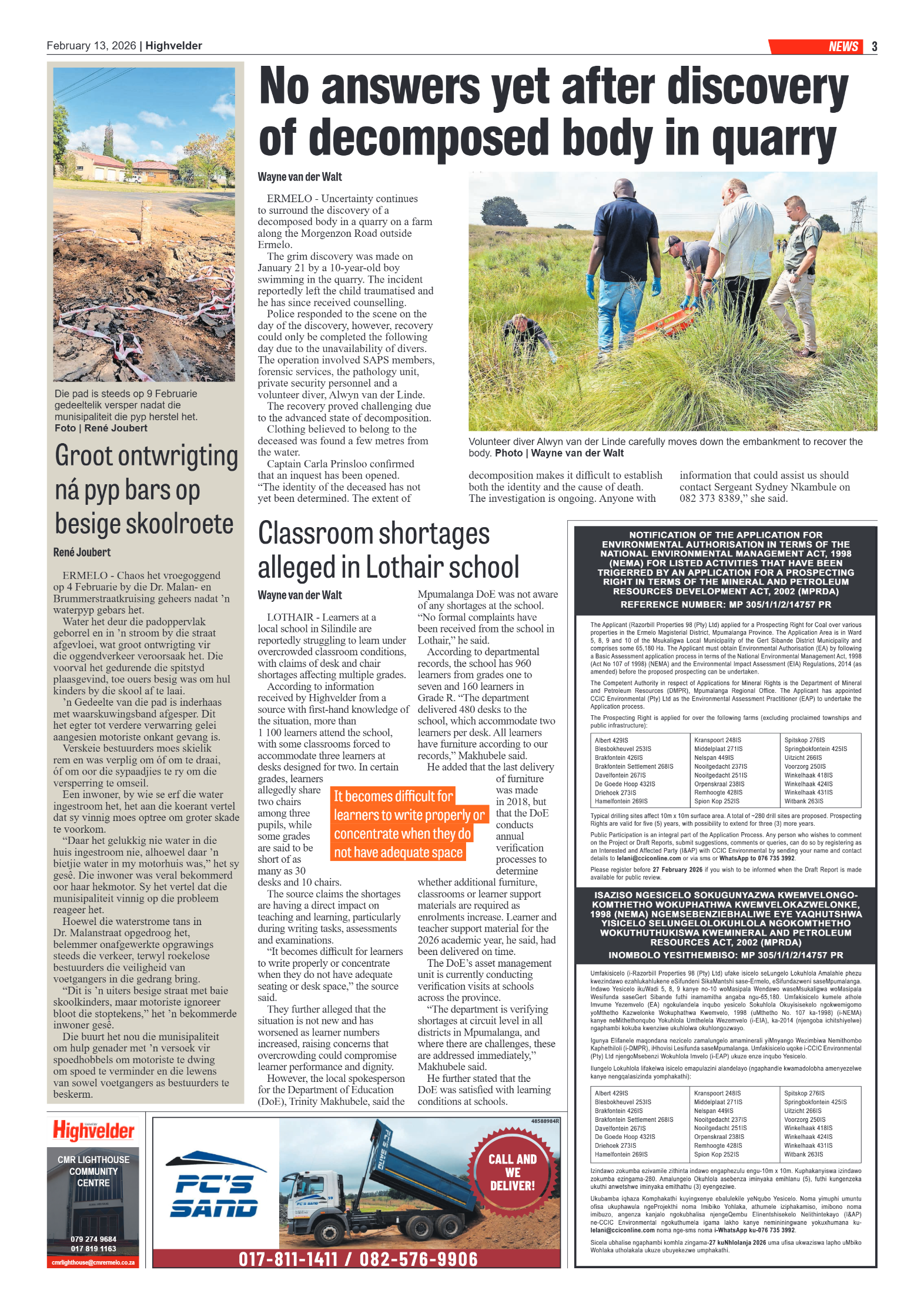 Highvelder Newspaper 13 February 2026 page 3