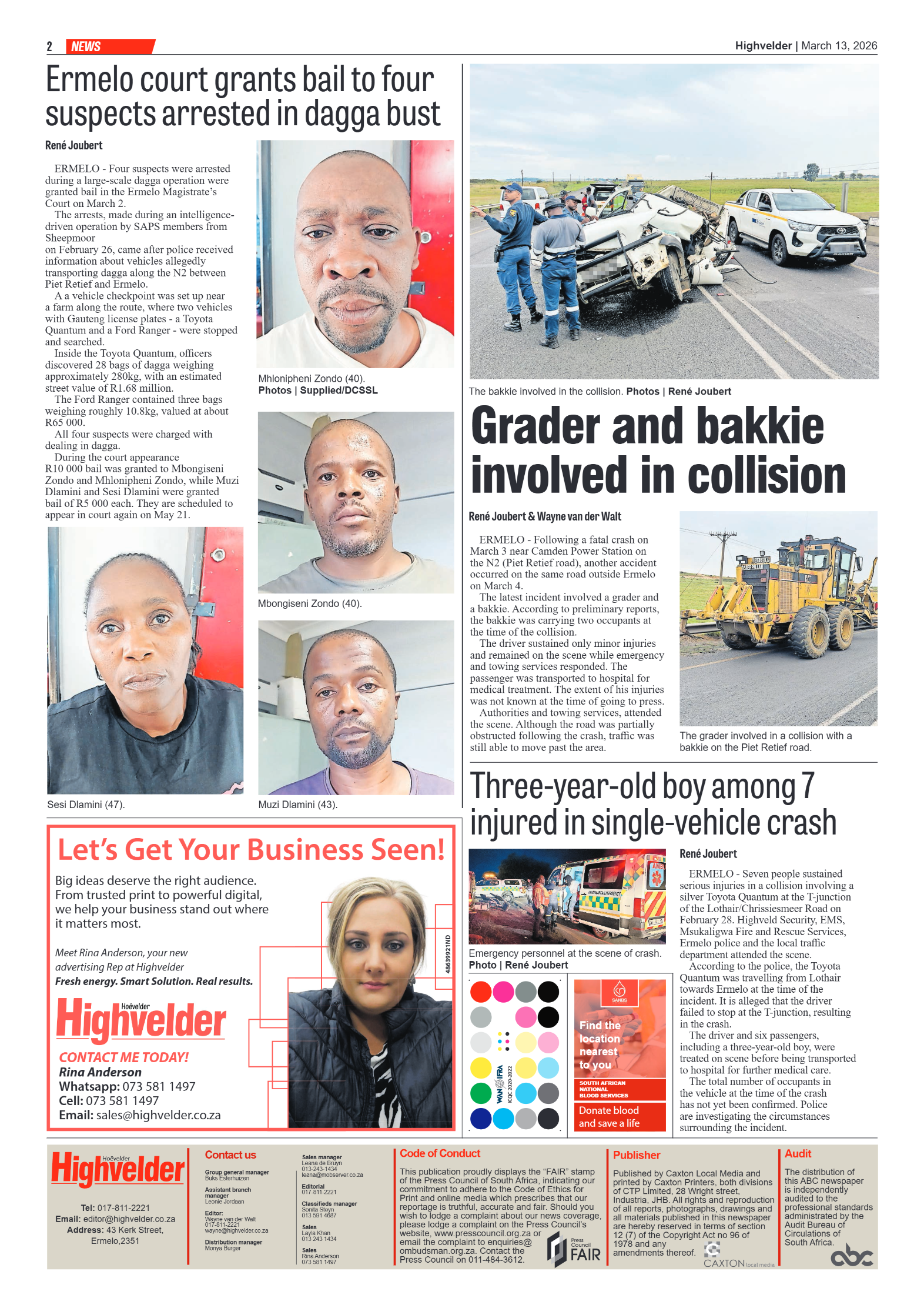 Highvelder Newspaper 13 March 2026 page 2