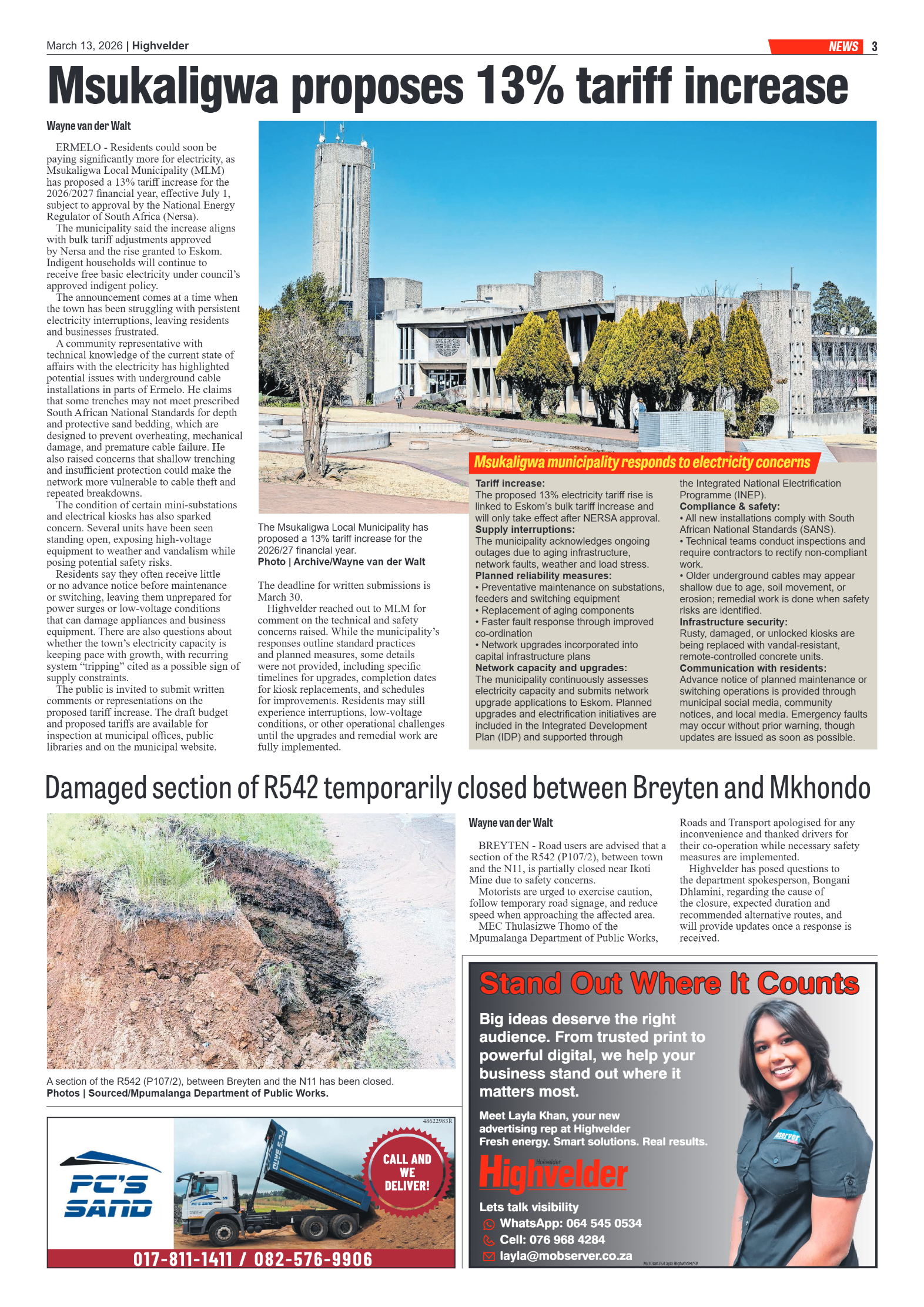 Highvelder Newspaper 13 March 2026 page 3