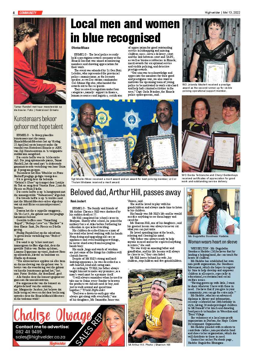 Highvelder Newspaper 13 May 2022 page 4
