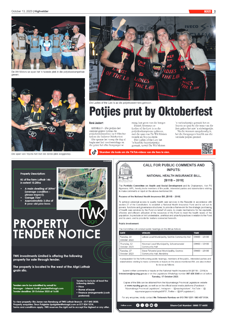 Highvelder Newspaper 13 October 2023 page 3