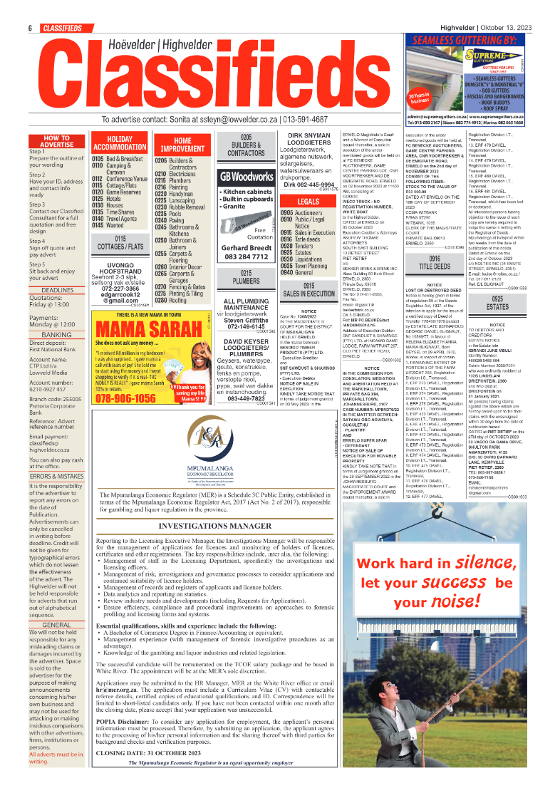 Highvelder Newspaper 13 October 2023 page 6