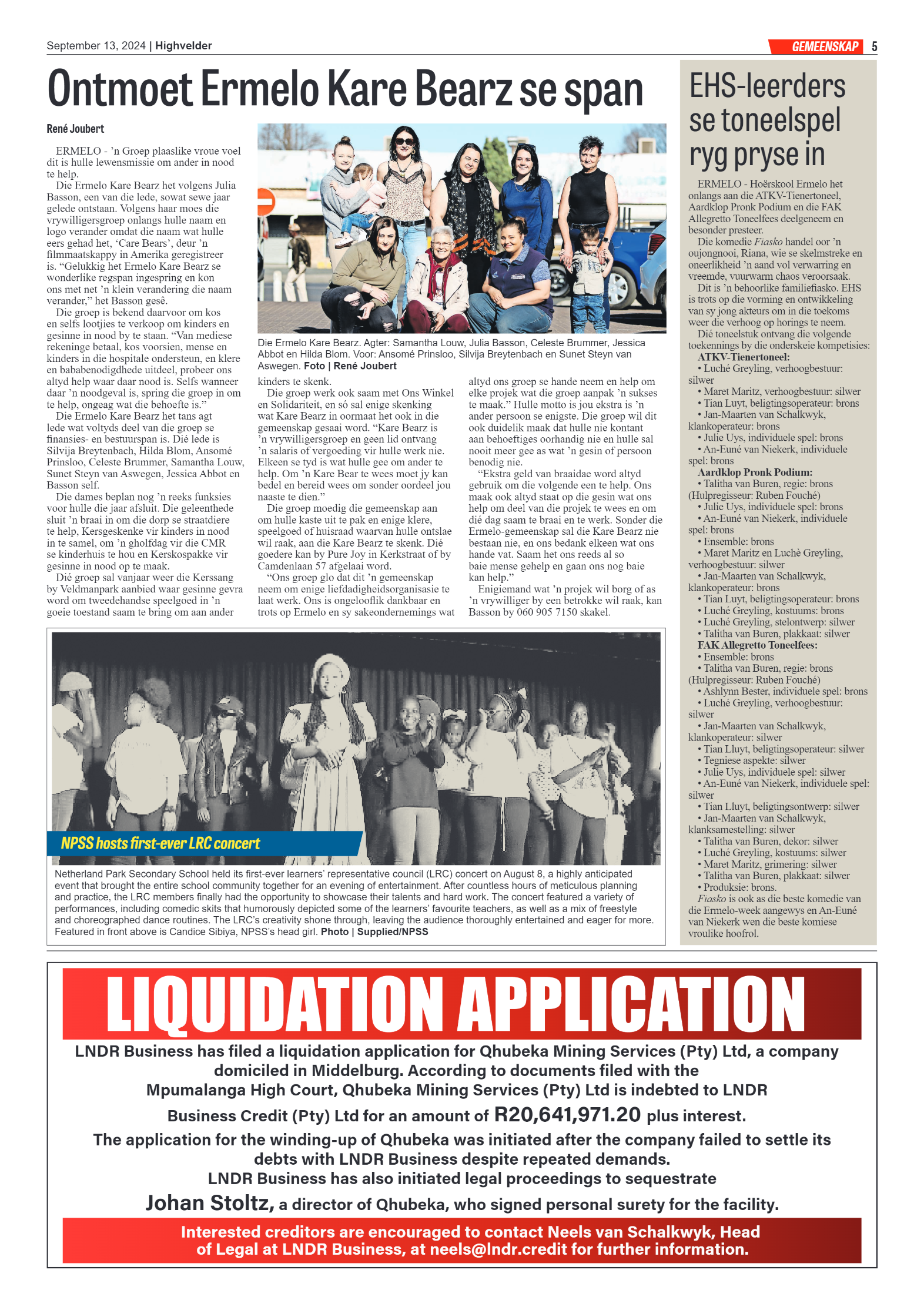 Highvelder Newspaper 13 September 2024 page 5