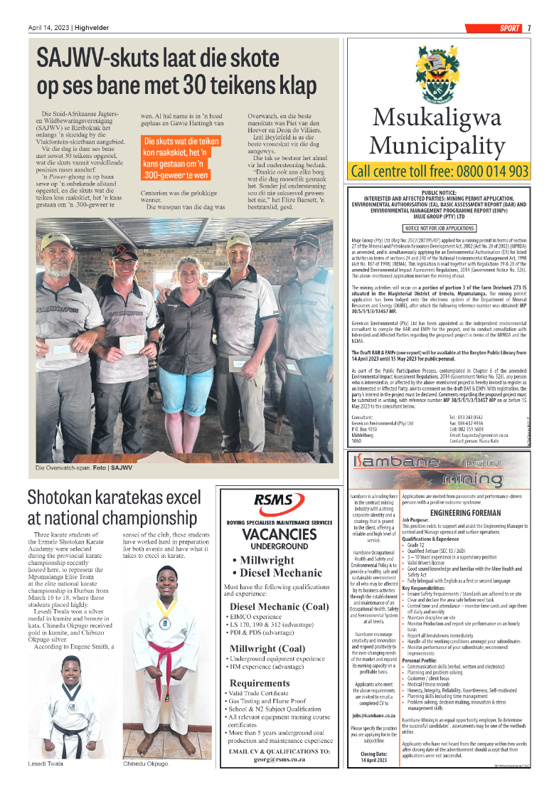 Highvelder Newspaper 14 April 2023 page 7