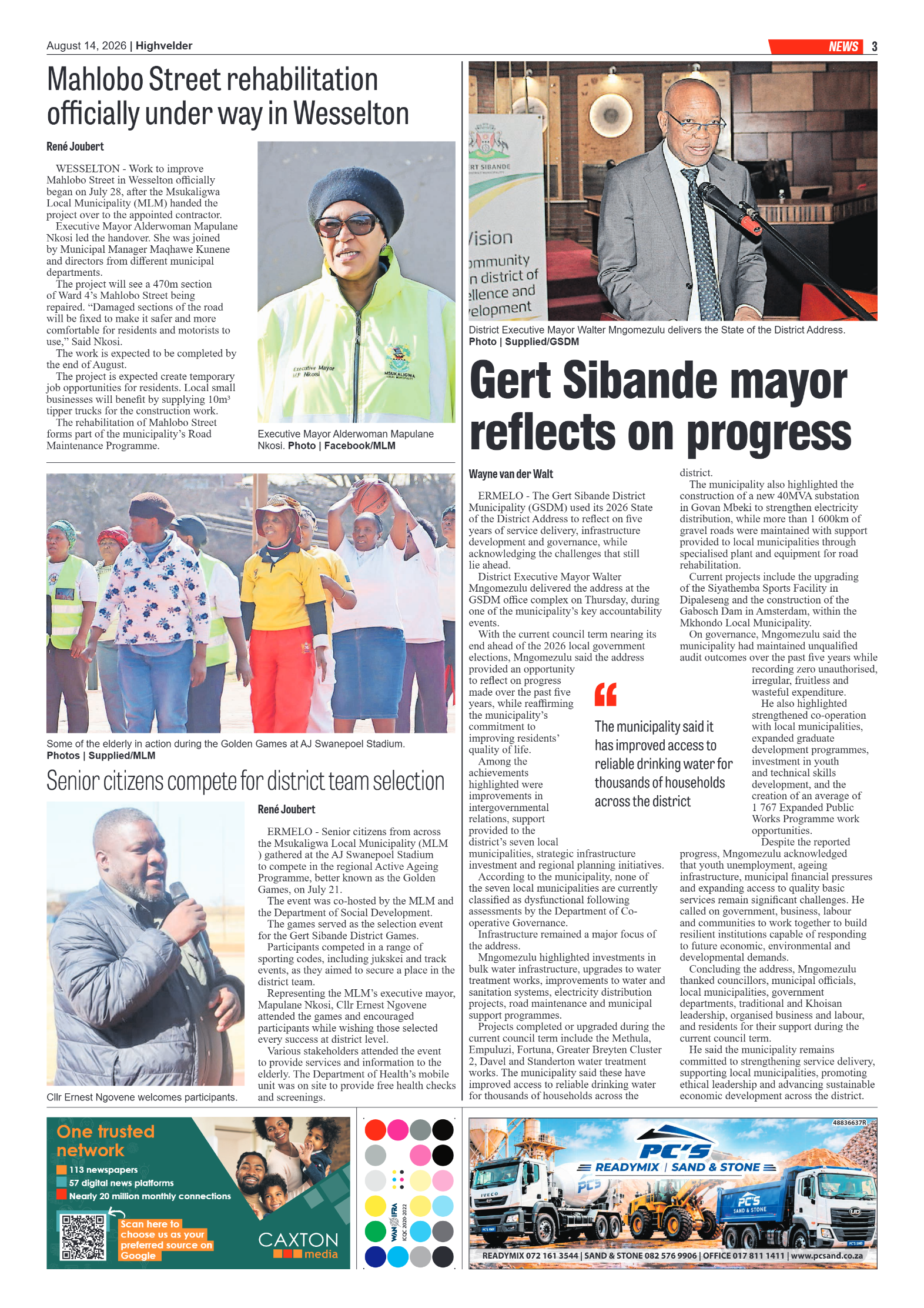 Highvelder Newspaper 14 August 2026 page 3