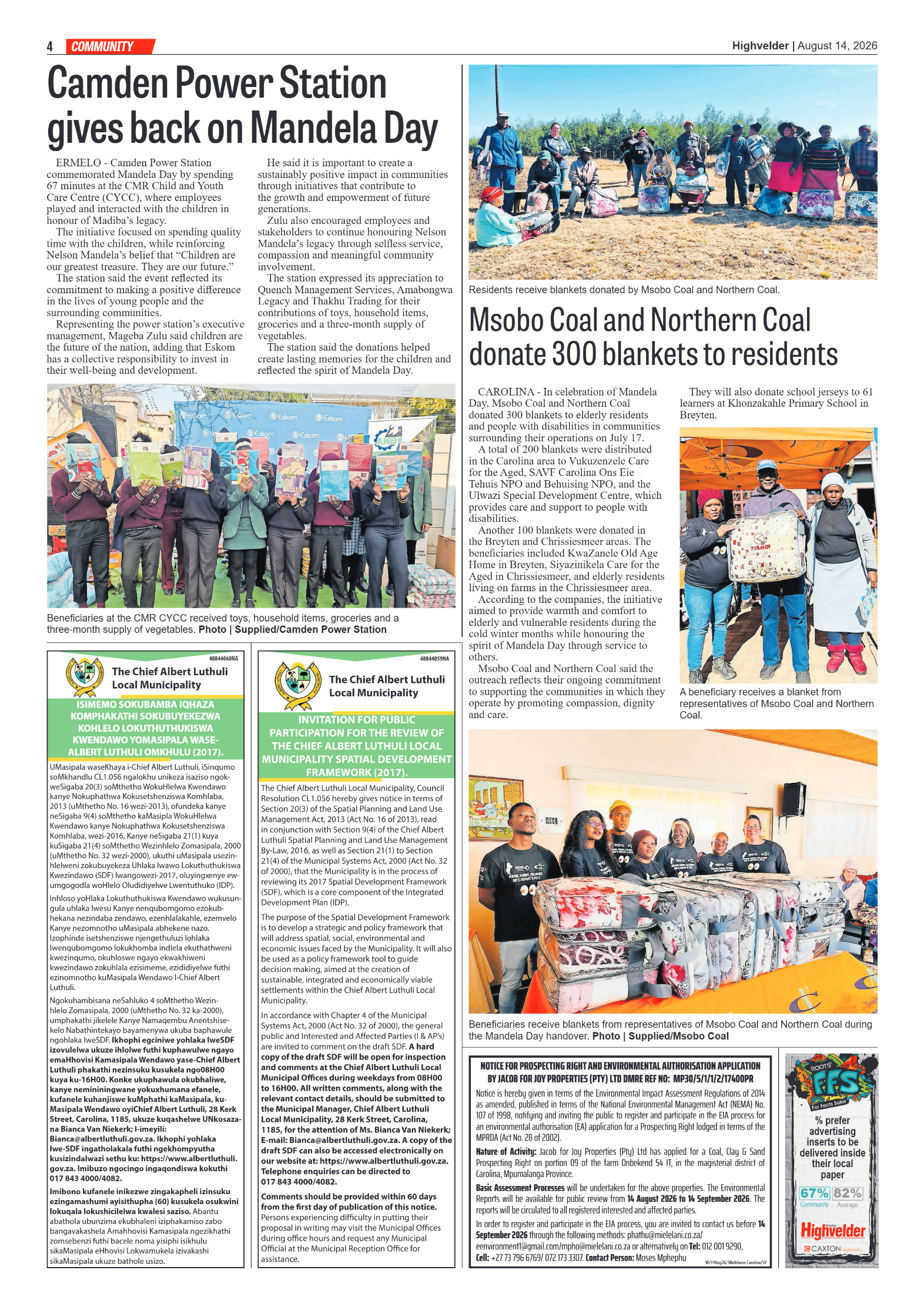 Highvelder Newspaper 14 August 2026 page 4