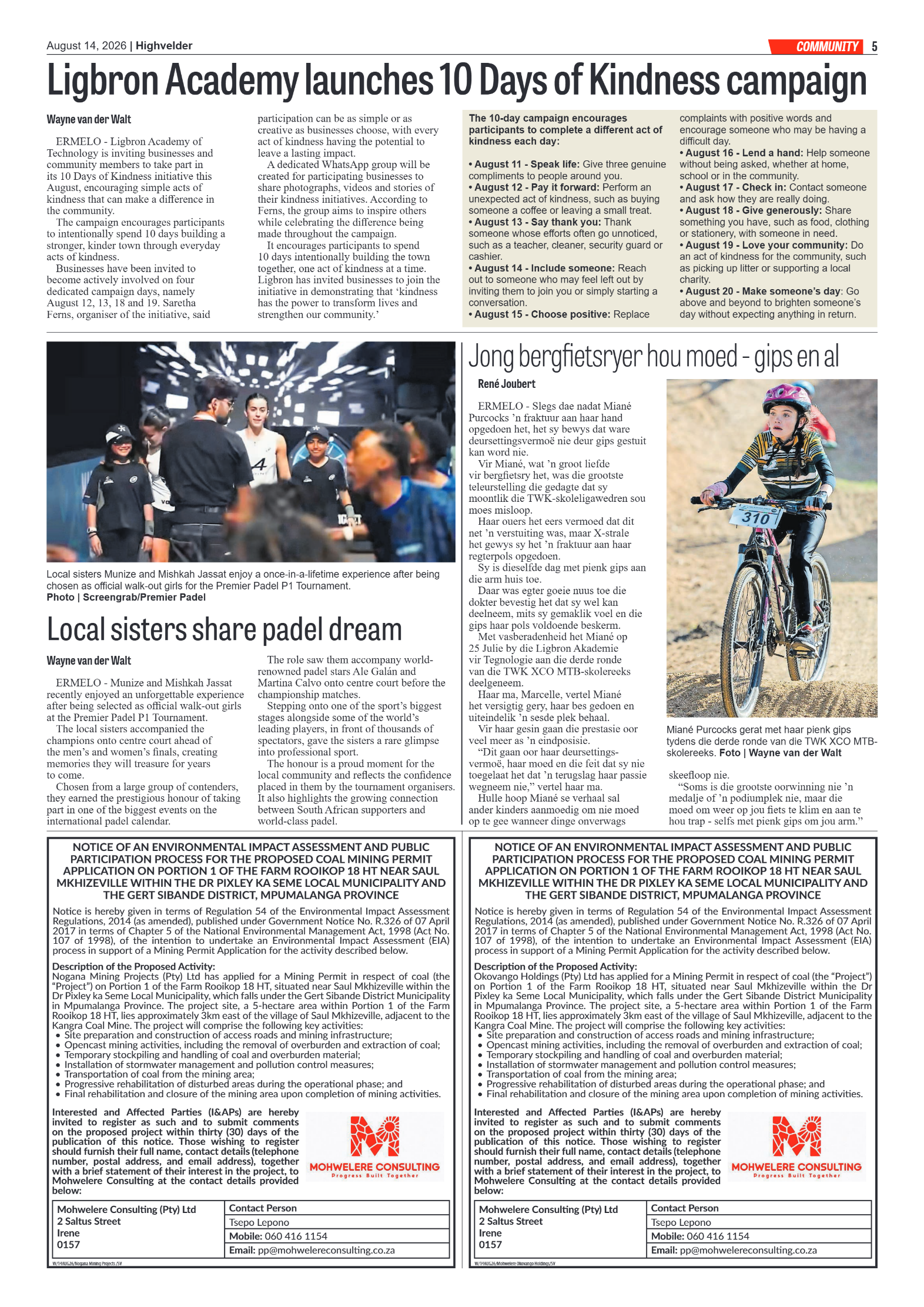 Highvelder Newspaper 14 August 2026 page 5