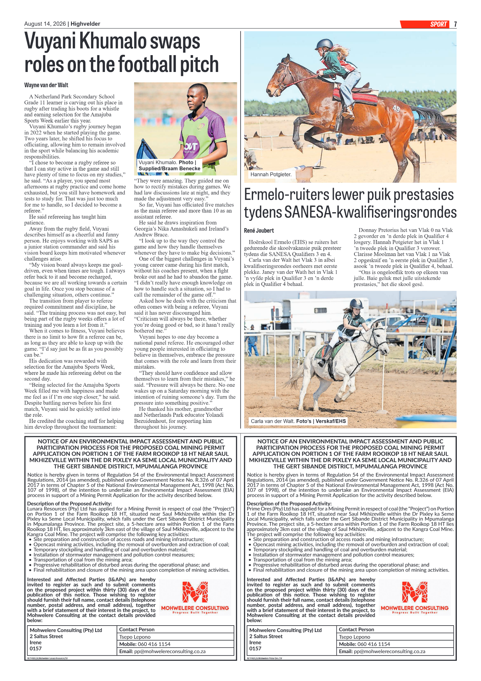 Highvelder Newspaper 14 August 2026 page 7