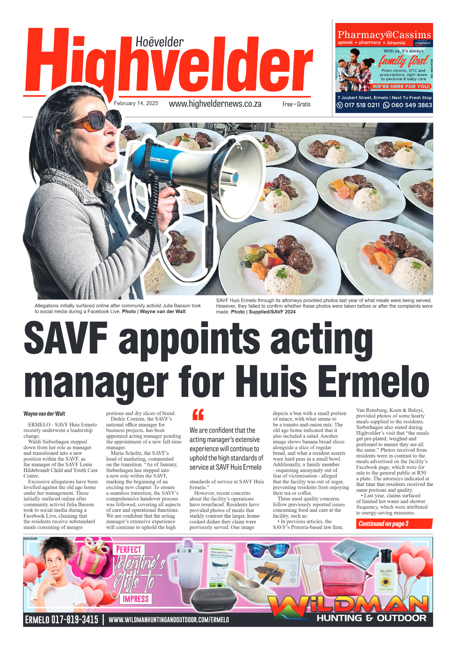 Highvelder Newspaper 14 February 2025 page 1