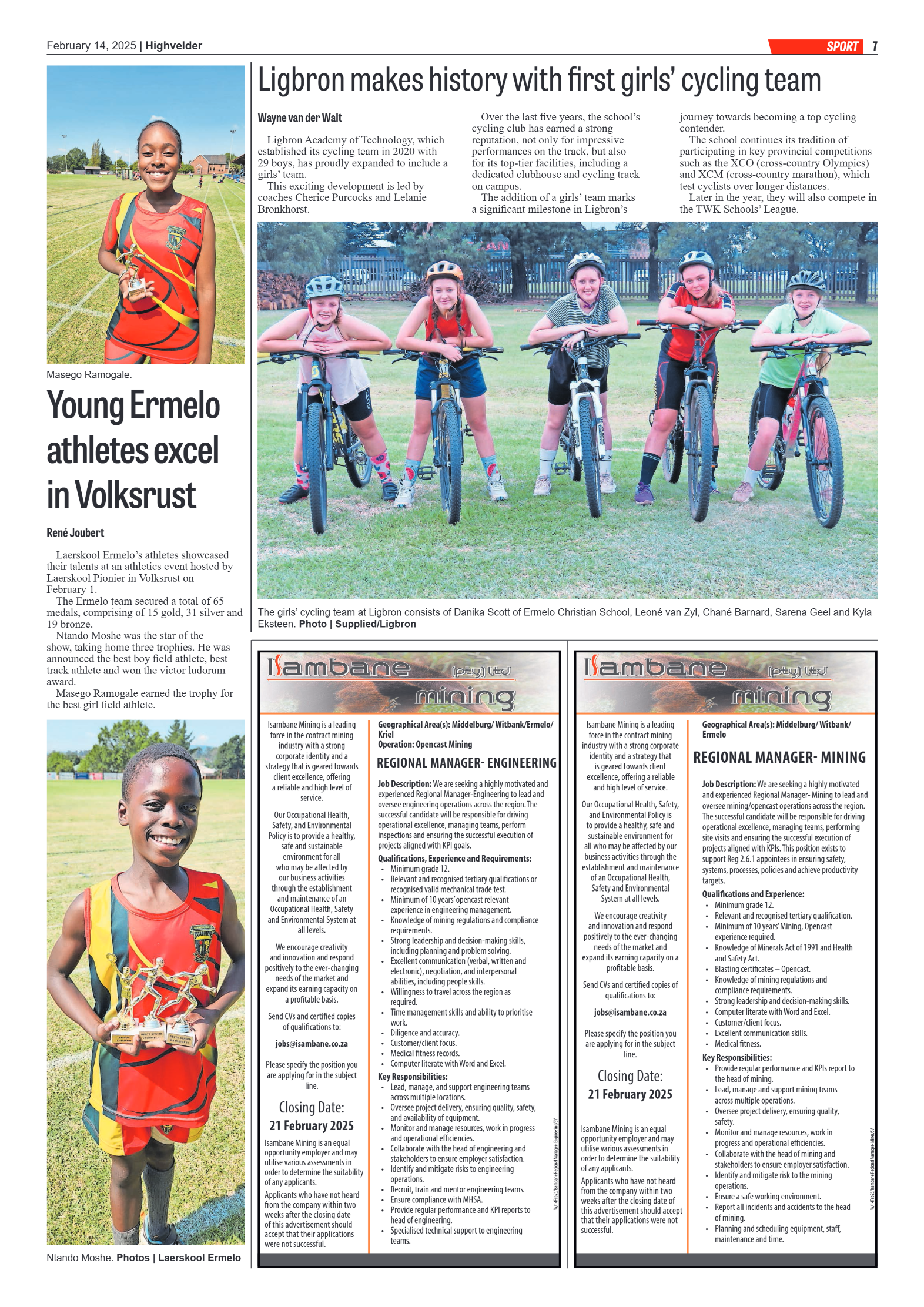 Highvelder Newspaper 14 February 2025 page 7