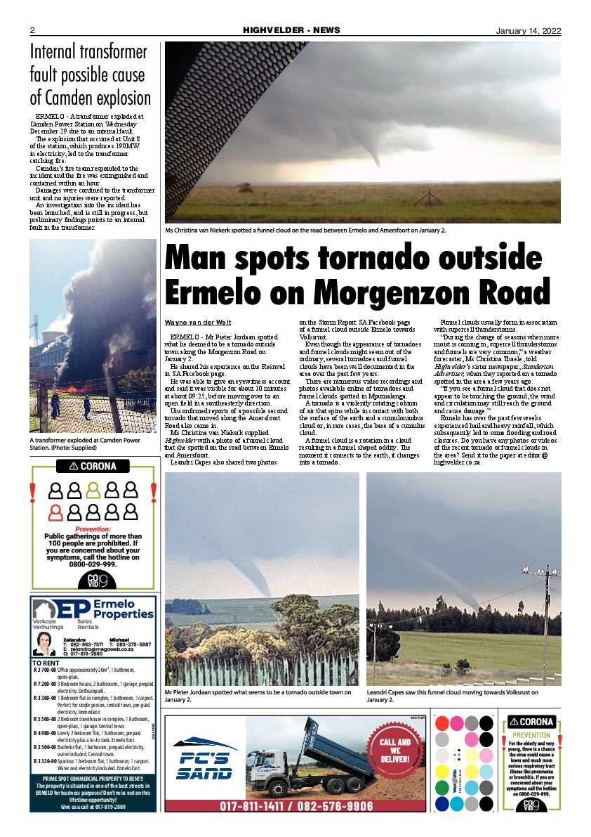 Highvelder Newspaper 14 January 2022 page 2