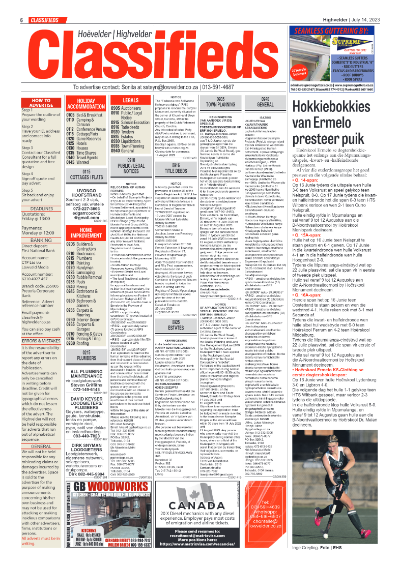 Highvelder Newspaper 14 July 2023 page 6