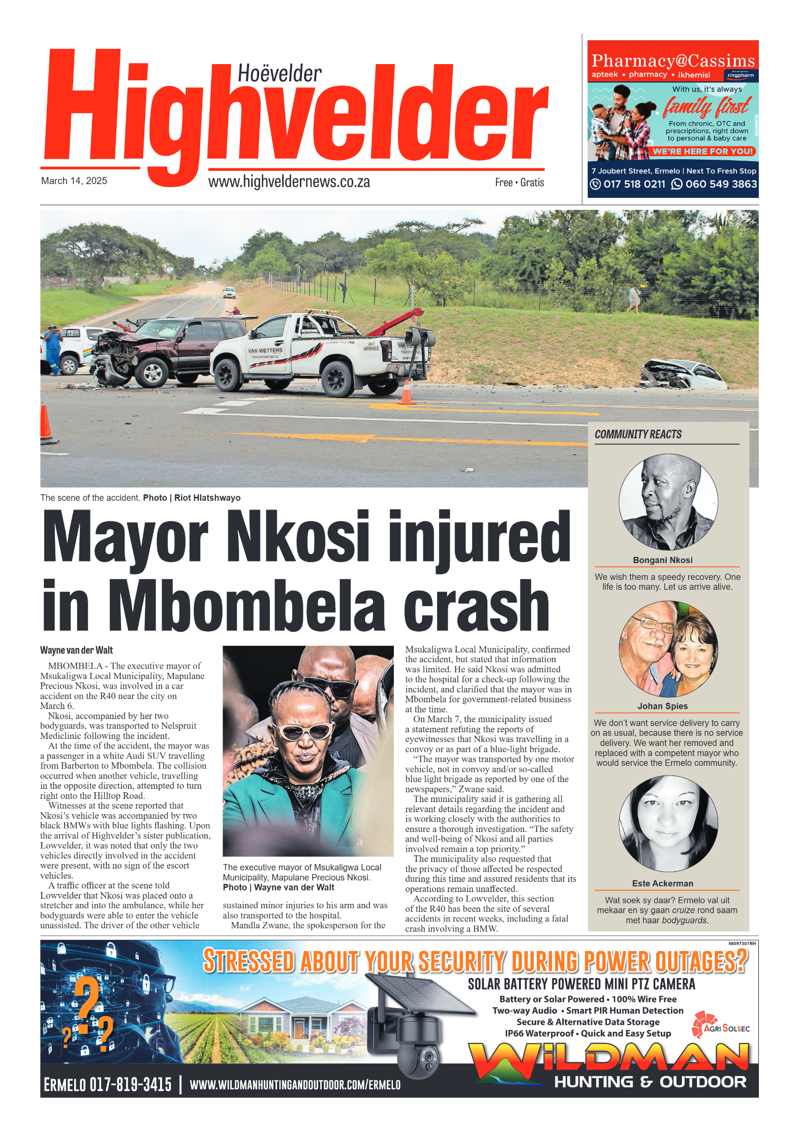 Highvelder Newspaper 14 March 2025 page 1