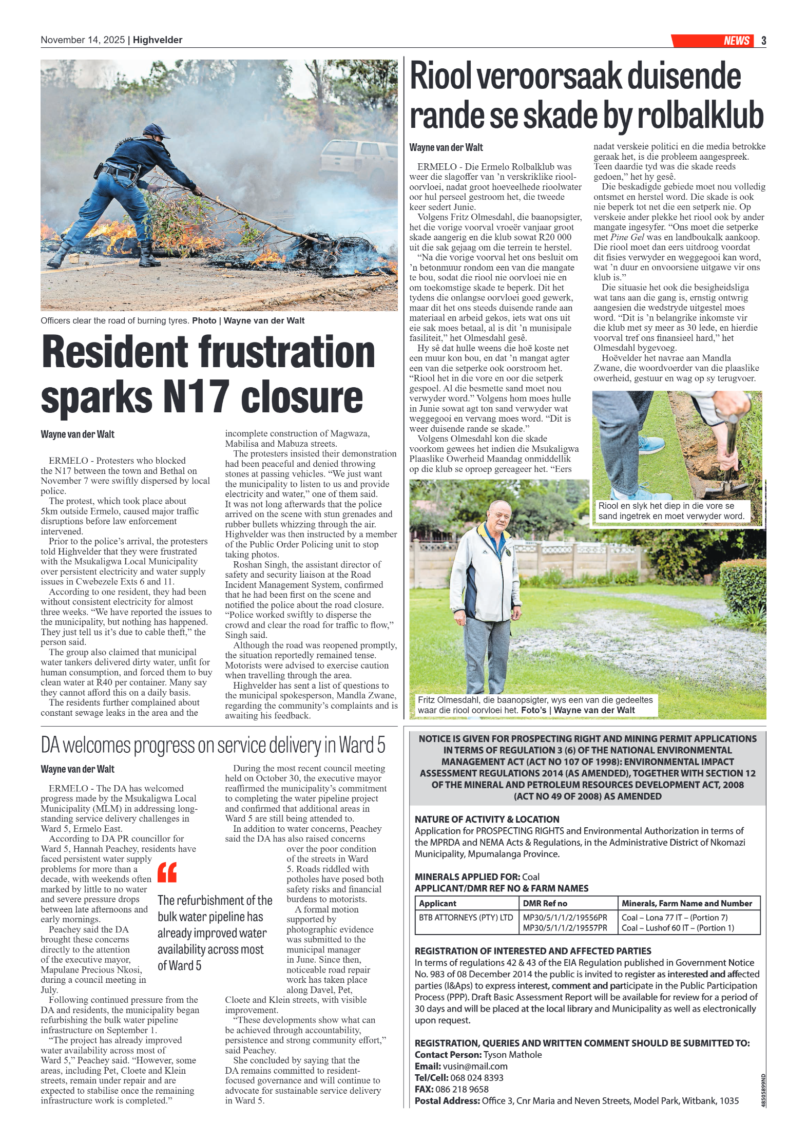 Highvelder Newspaper 14 November 2025 page 3