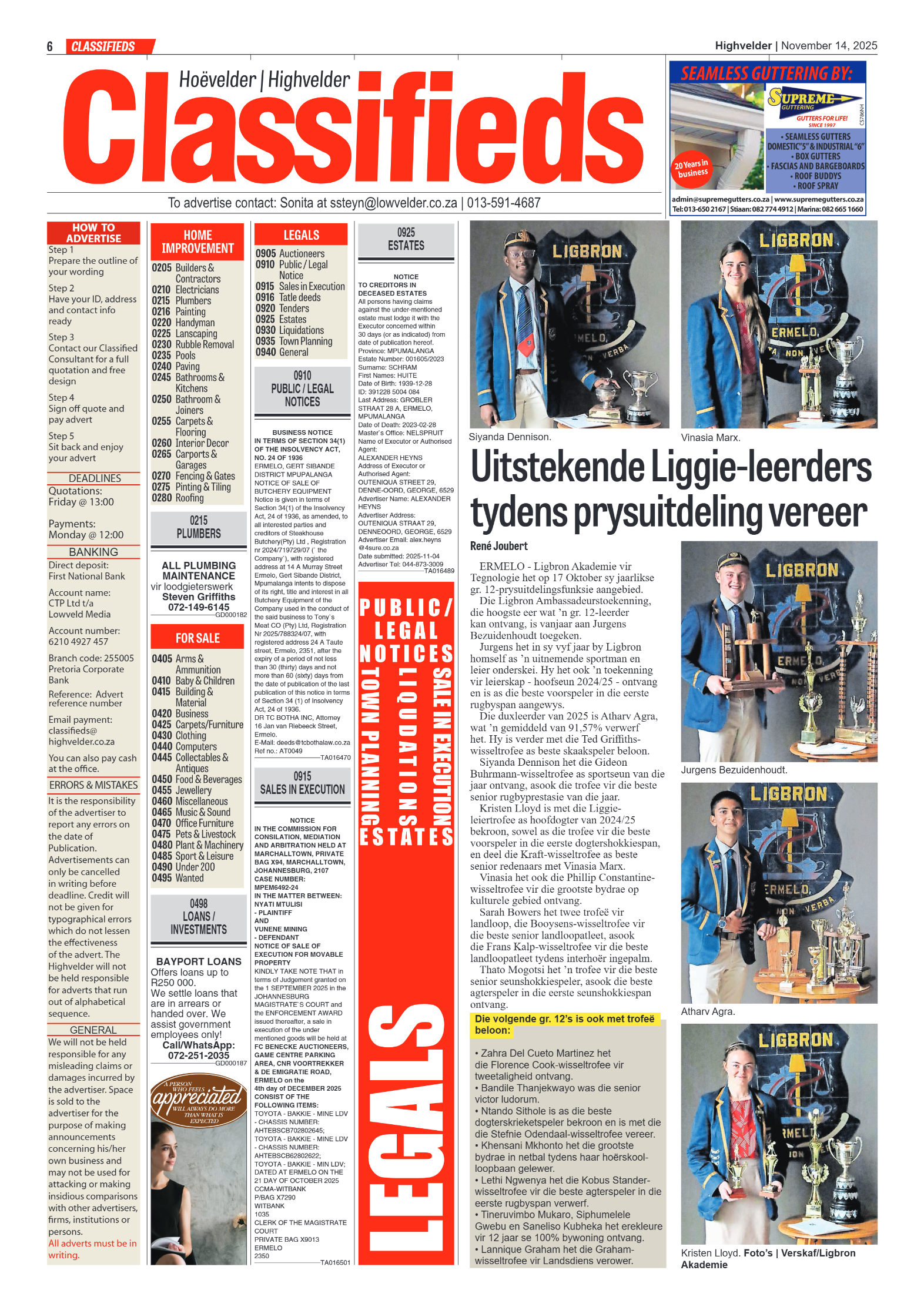 Highvelder Newspaper 14 November 2025 page 6