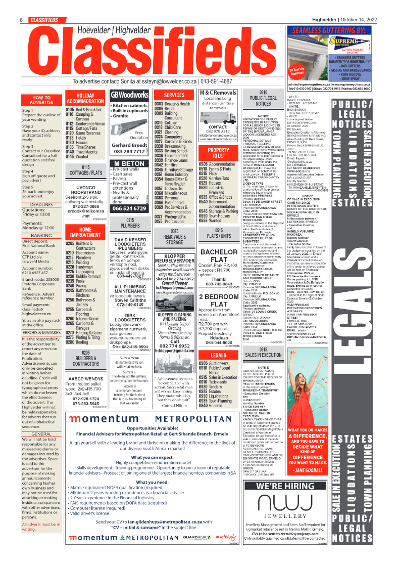 Highvelder Newspaper 14 October 2022 page 6