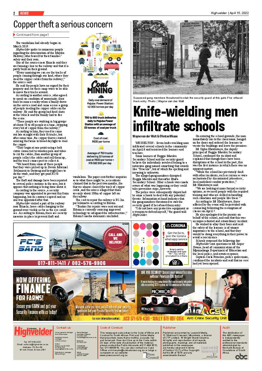 Highvelder Newspaper 15 April 2022 page 2