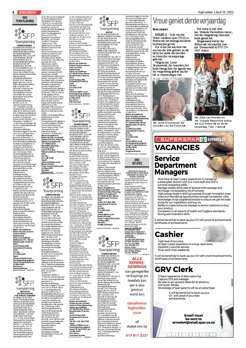 Highvelder Newspaper 15 April 2022 page 6