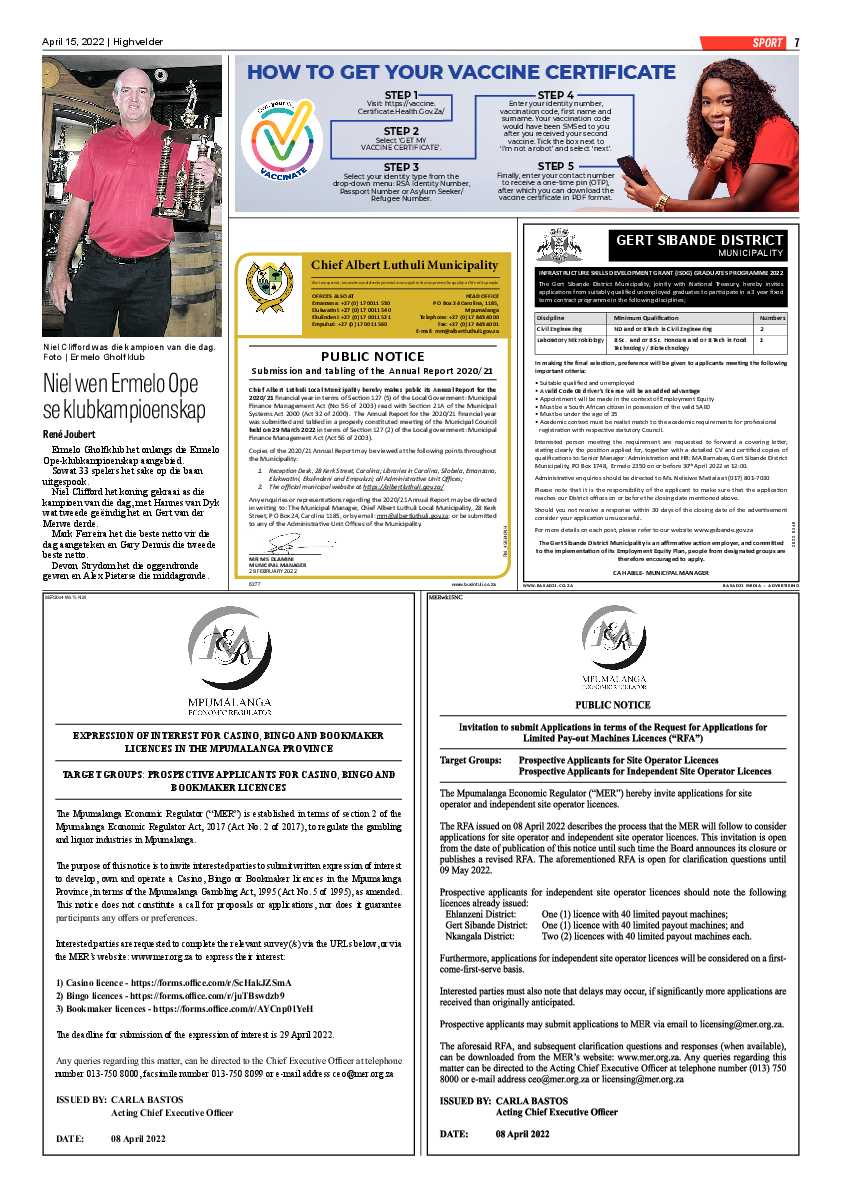 Highvelder Newspaper 15 April 2022 page 7