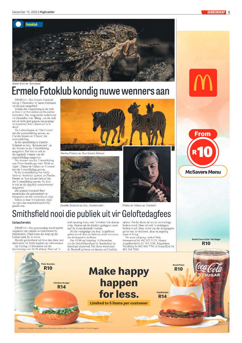 Highvelder Newspaper 15 December 2023 page 5