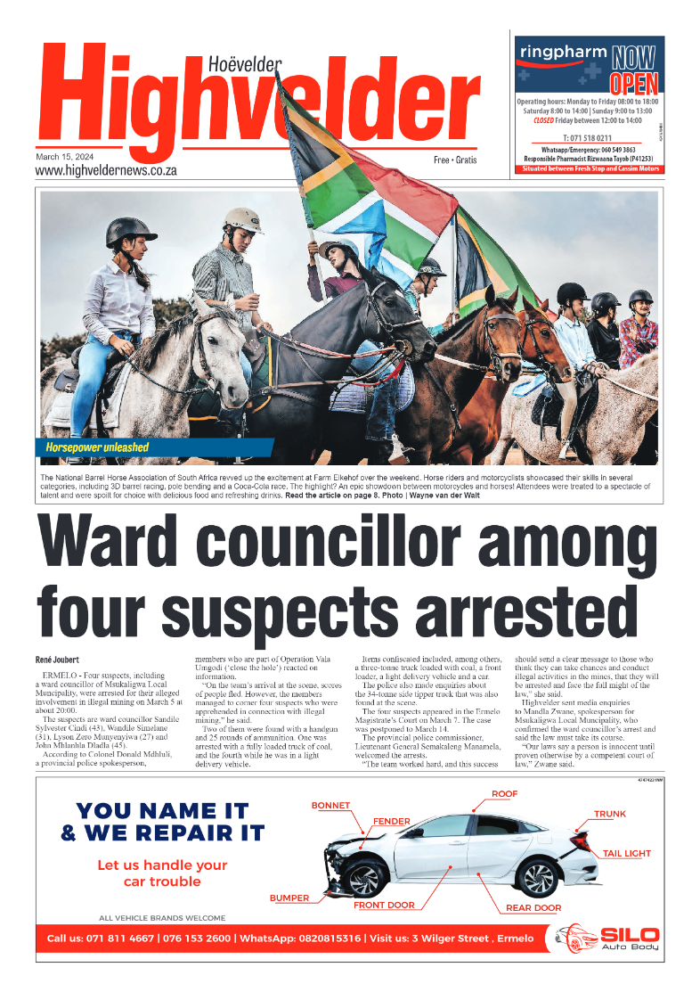 Highvelder Newspaper 15 March 2024 page 1