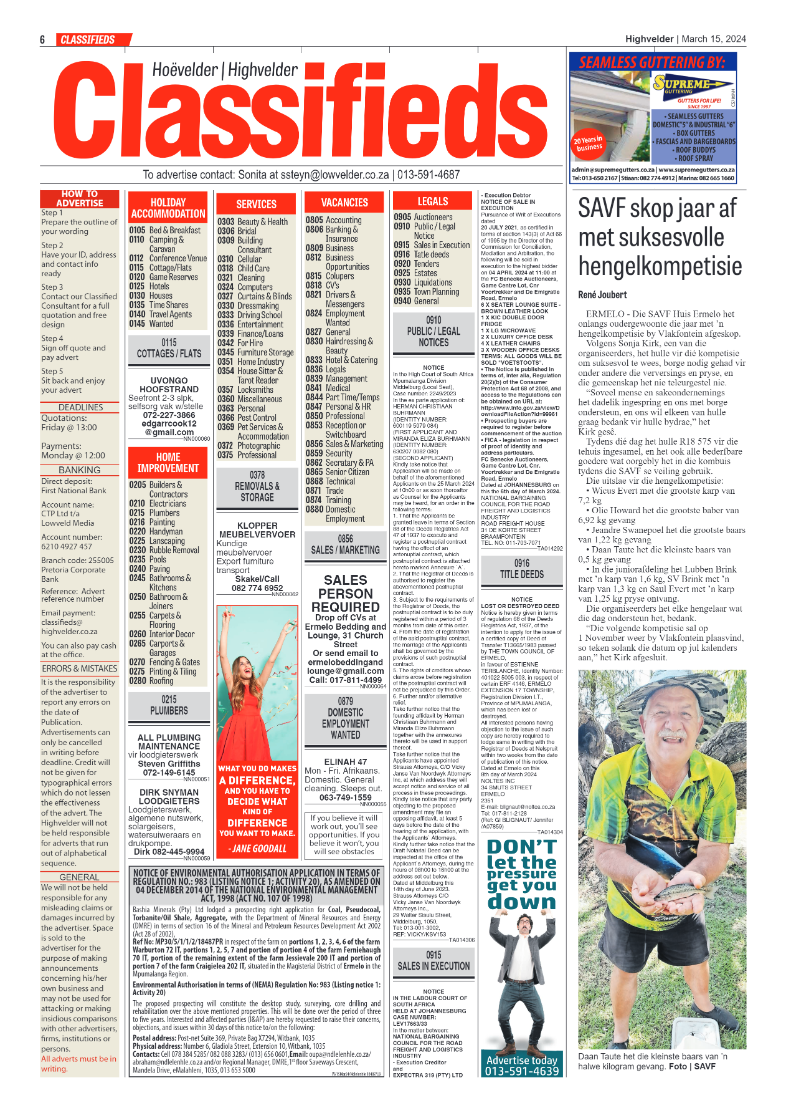 Highvelder Newspaper 15 March 2024 page 6