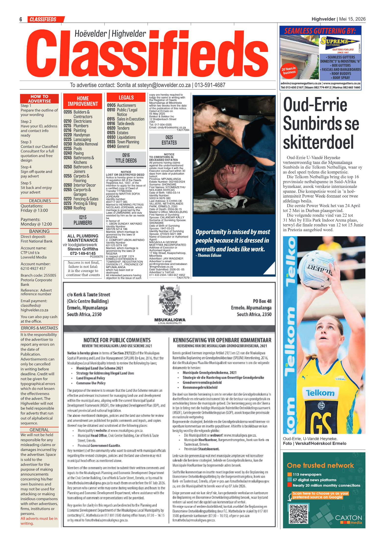 Highvelder Newspaper 15 May 2026 page 6