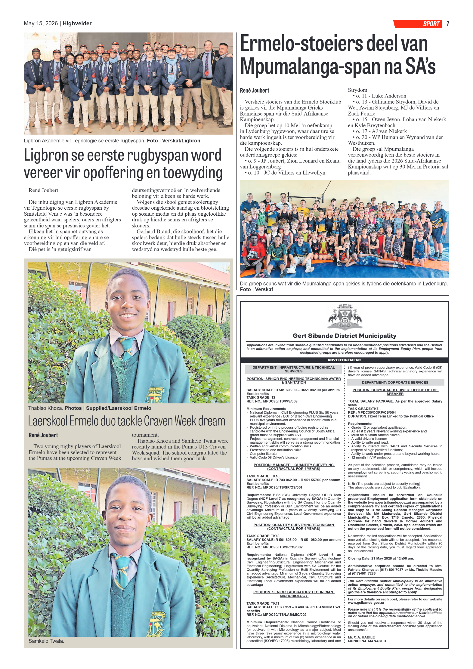 Highvelder Newspaper 15 May 2026 page 7