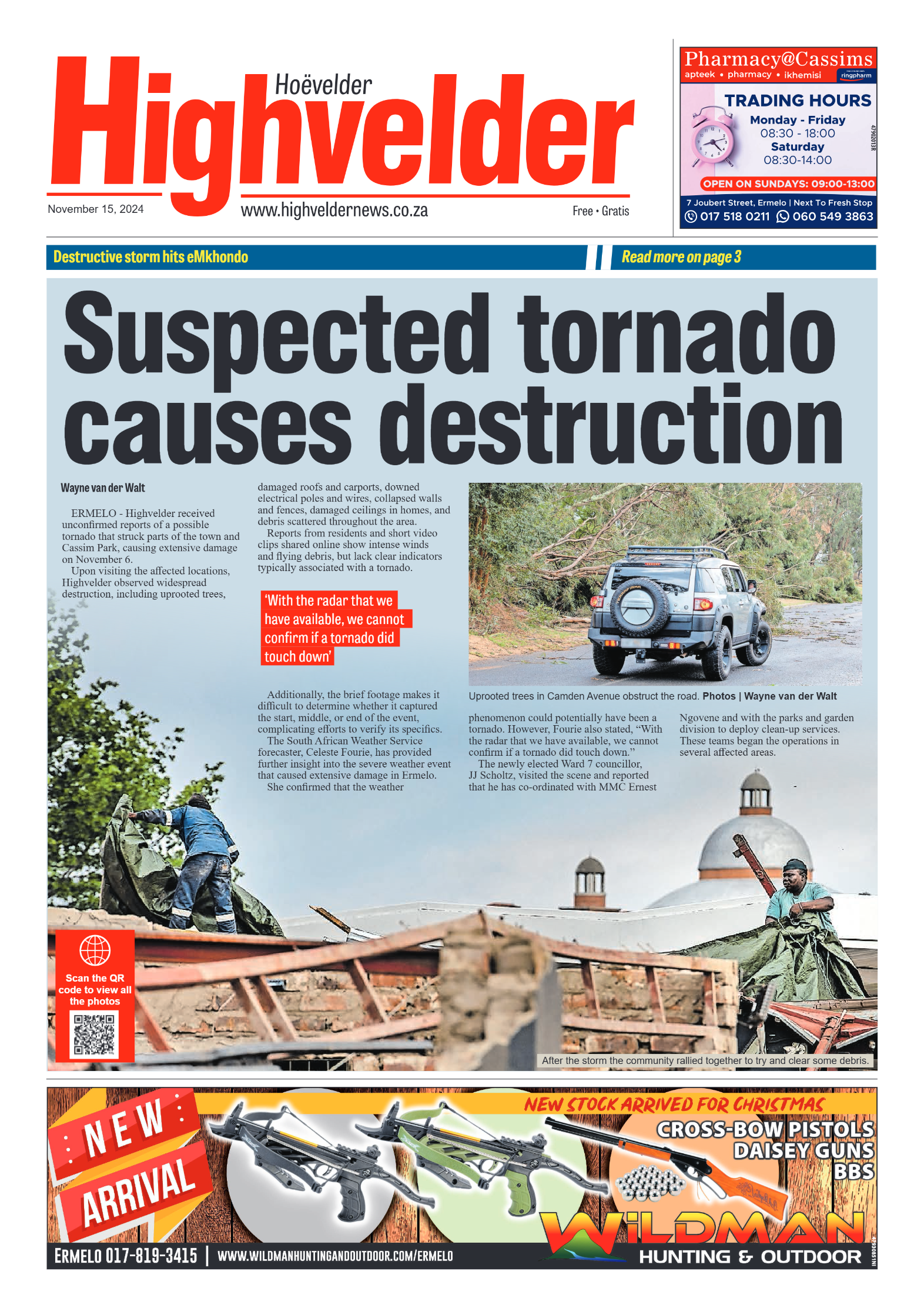 Highvelder Newspaper 15 November 2024 page 1