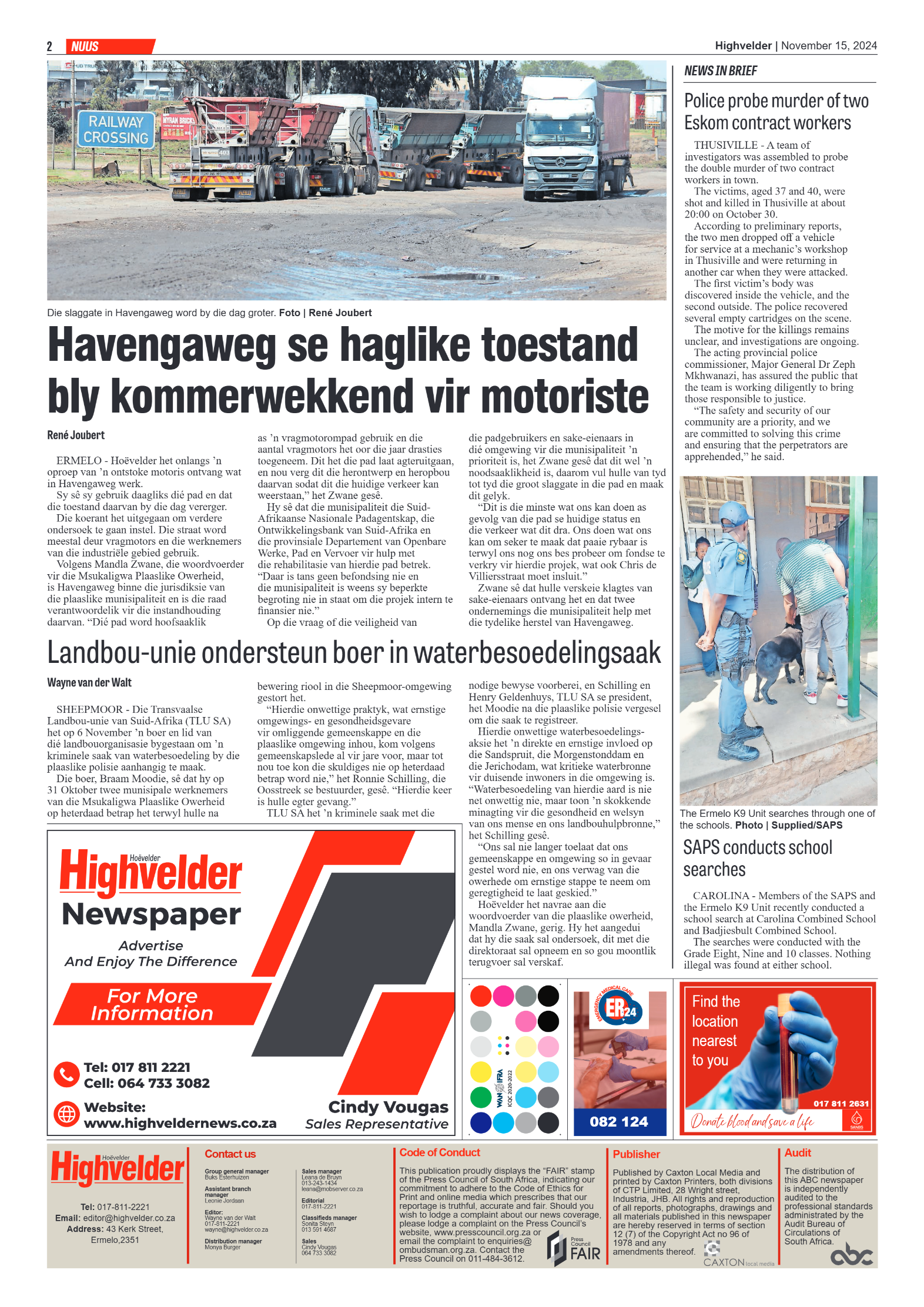 Highvelder Newspaper 15 November 2024 page 2