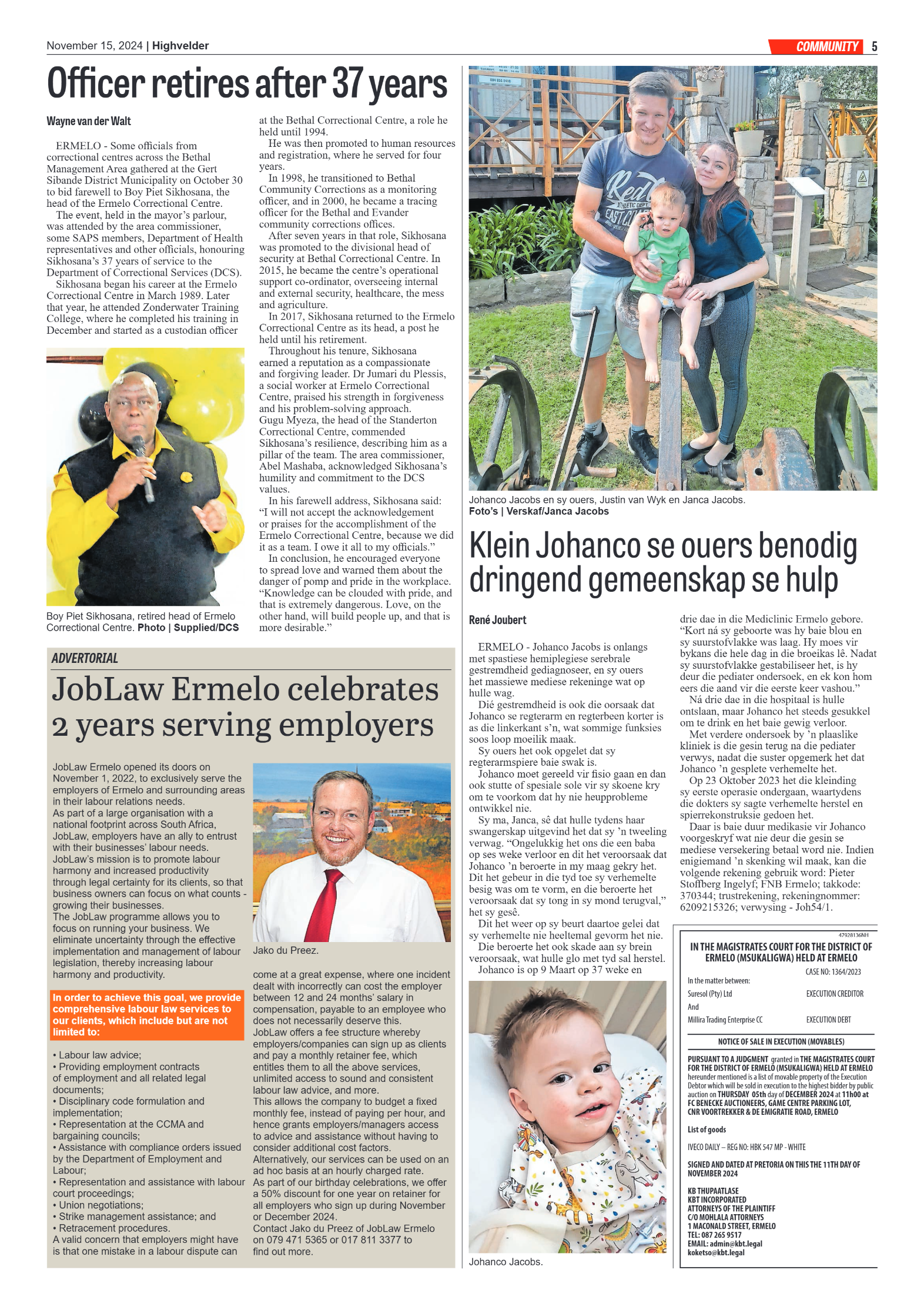 Highvelder Newspaper 15 November 2024 page 5
