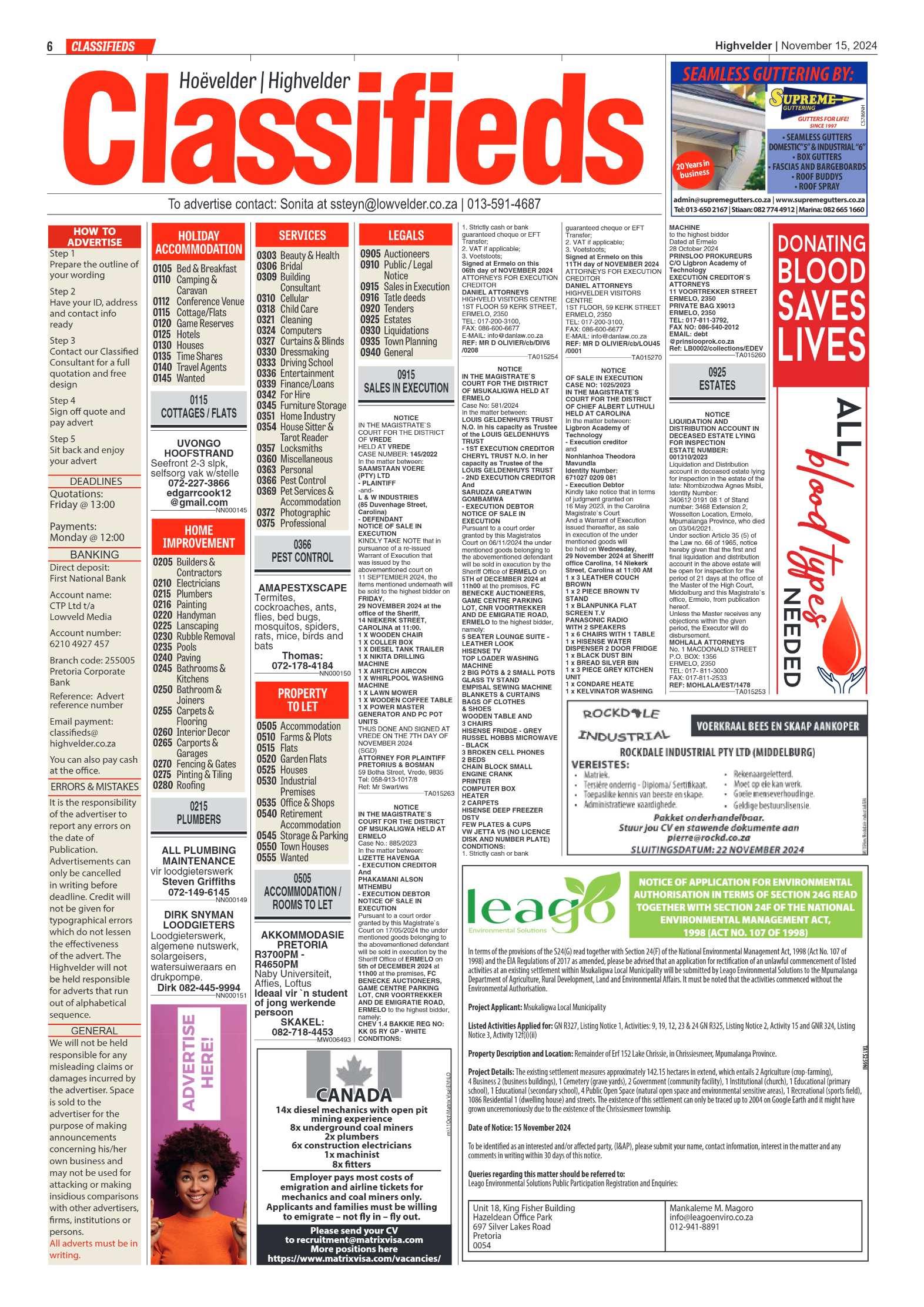 Highvelder Newspaper 15 November 2024 page 6