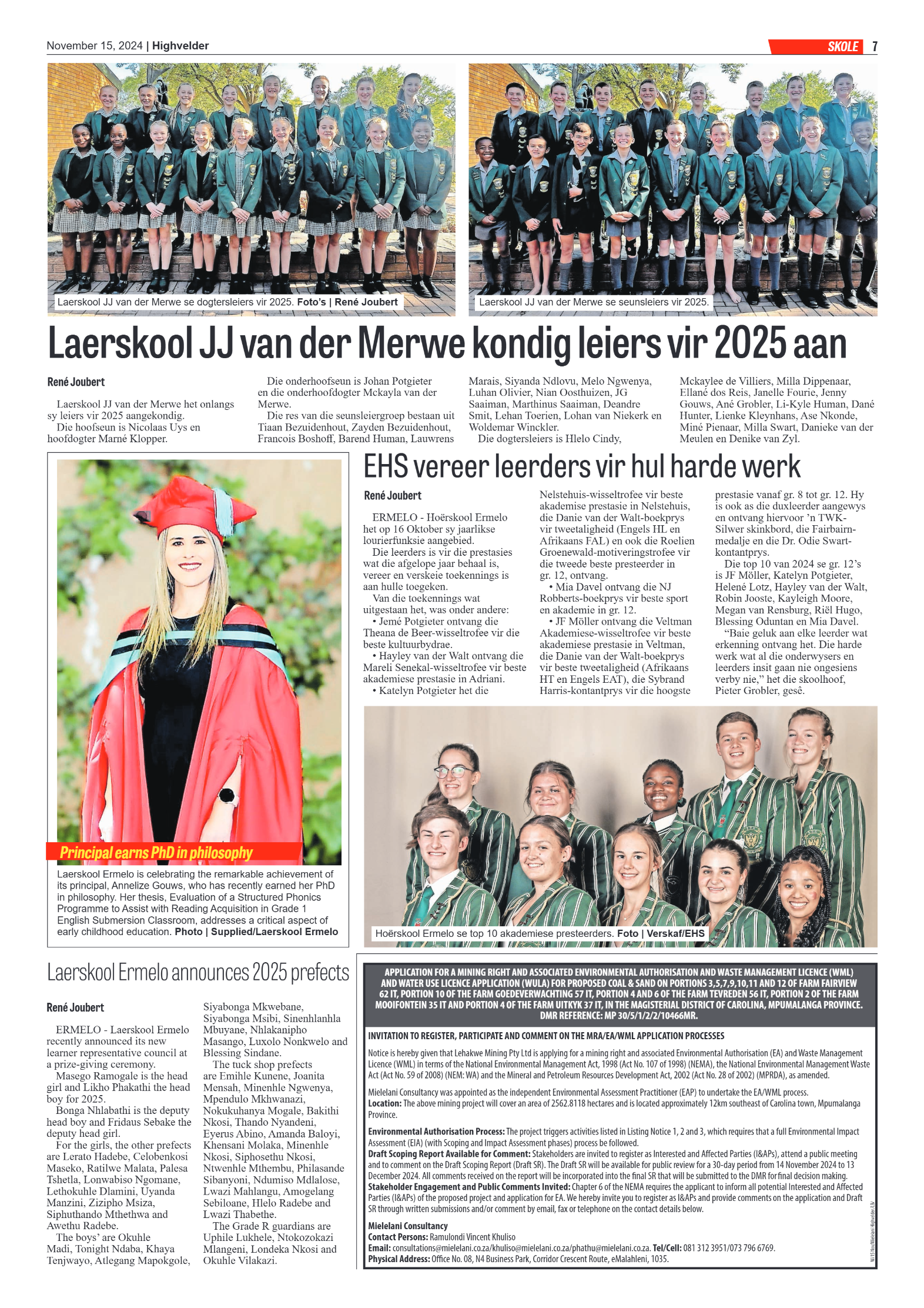 Highvelder Newspaper 15 November 2024 page 7