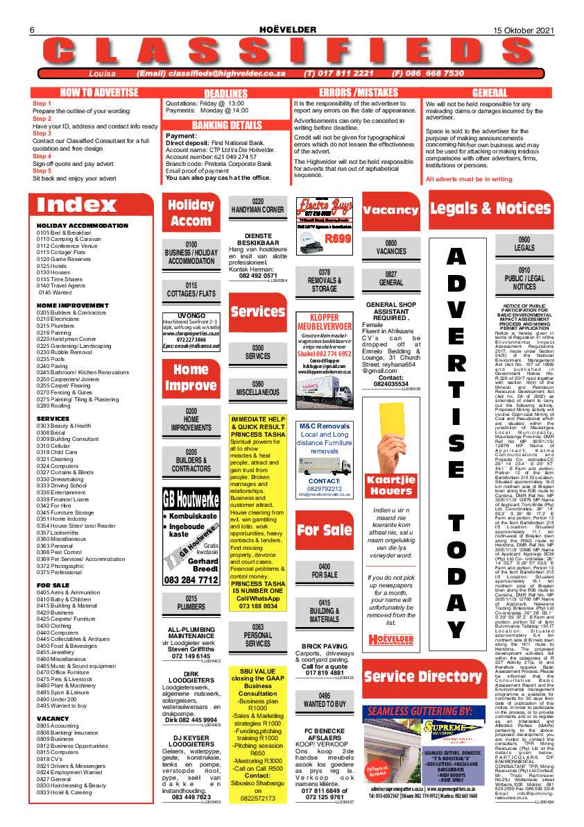 Highvelder Newspaper 15 October 2021 page 6