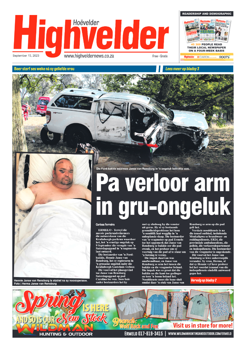 Highvelder Newspaper 15 September 2023 page 1