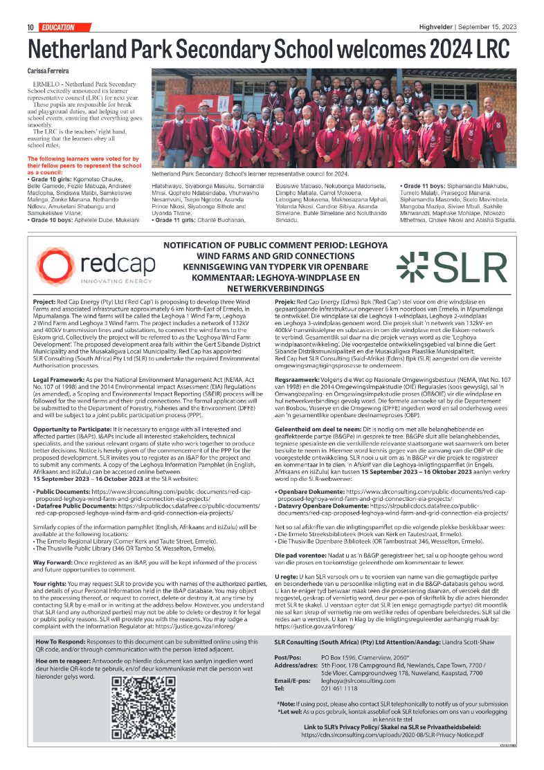 Highvelder Newspaper 15 September 2023 page 10
