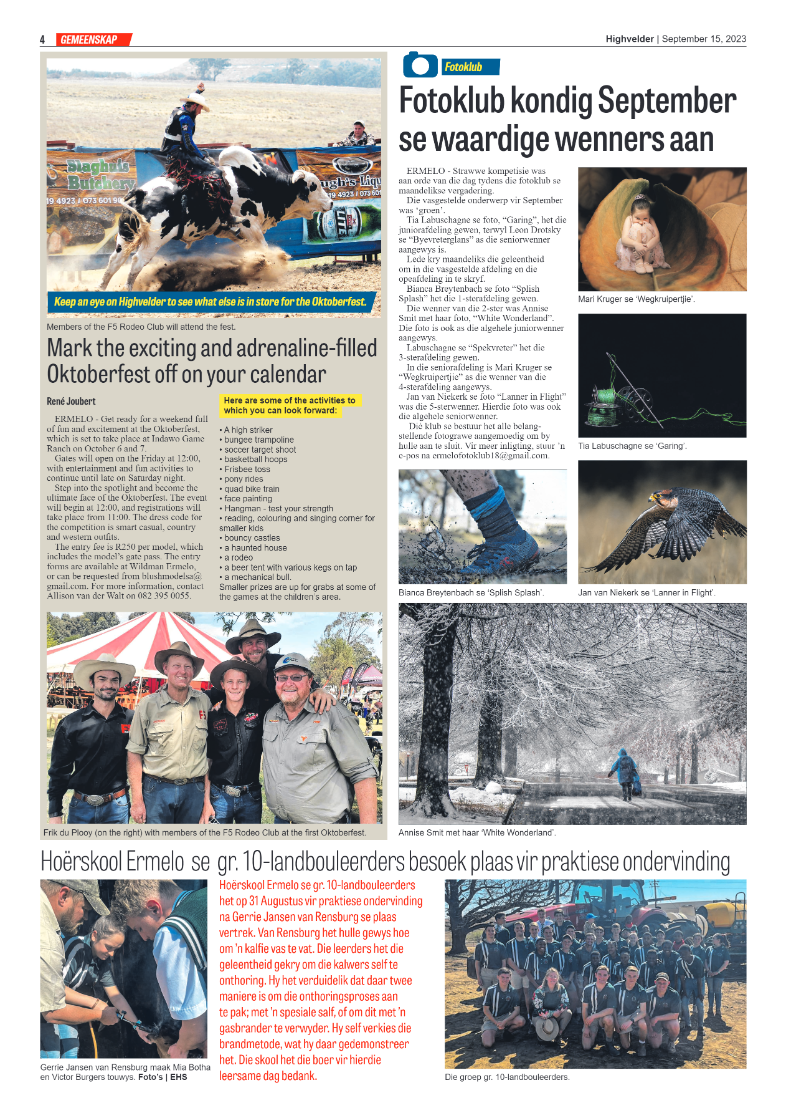 Highvelder Newspaper 15 September 2023 page 4