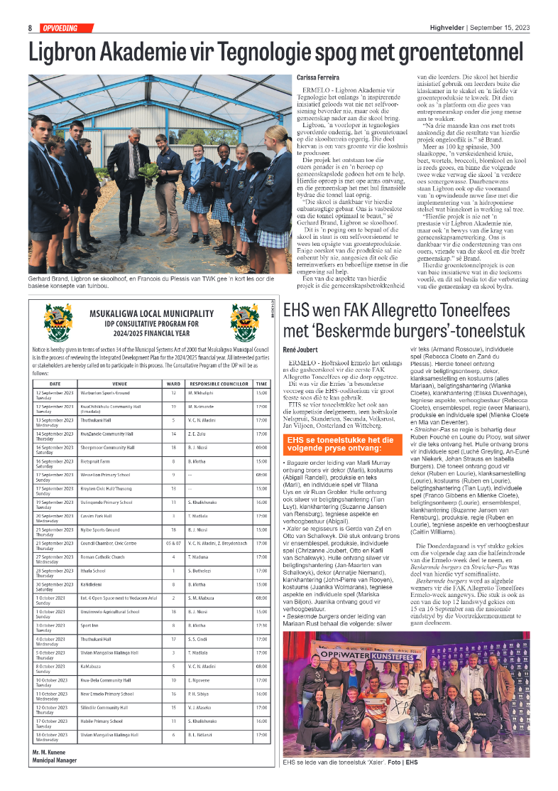 Highvelder Newspaper 15 September 2023 page 8
