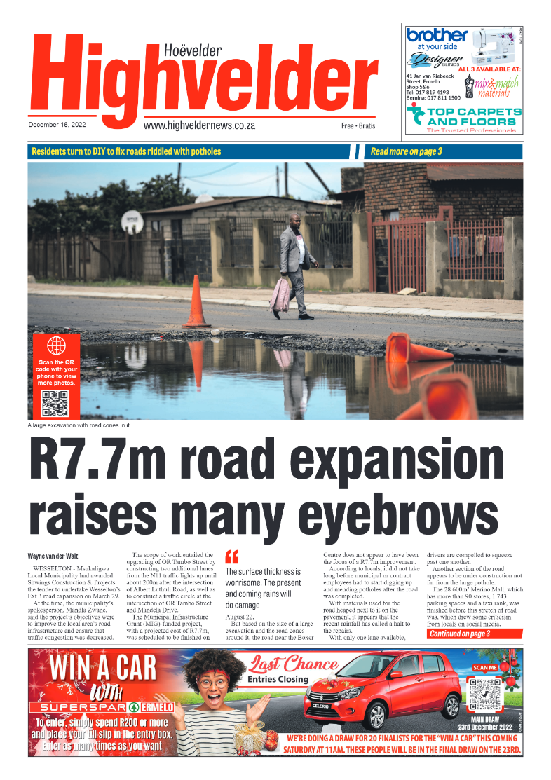 Highvelder Newspaper 16 December 2022 page 1