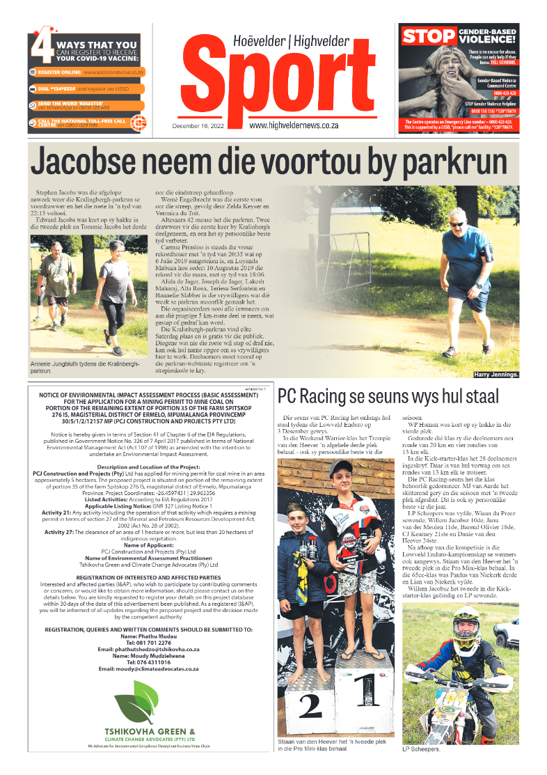 Highvelder Newspaper 16 December 2022 page 12