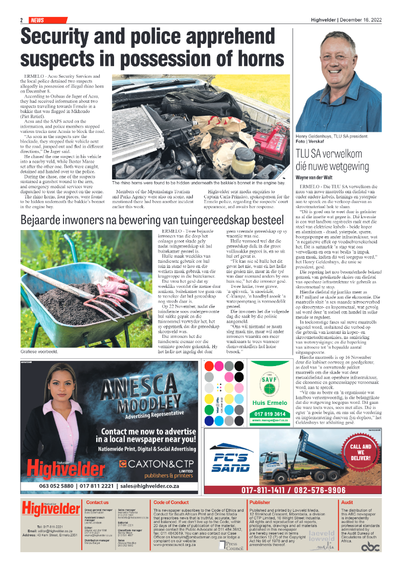 Highvelder Newspaper 16 December 2022 page 2