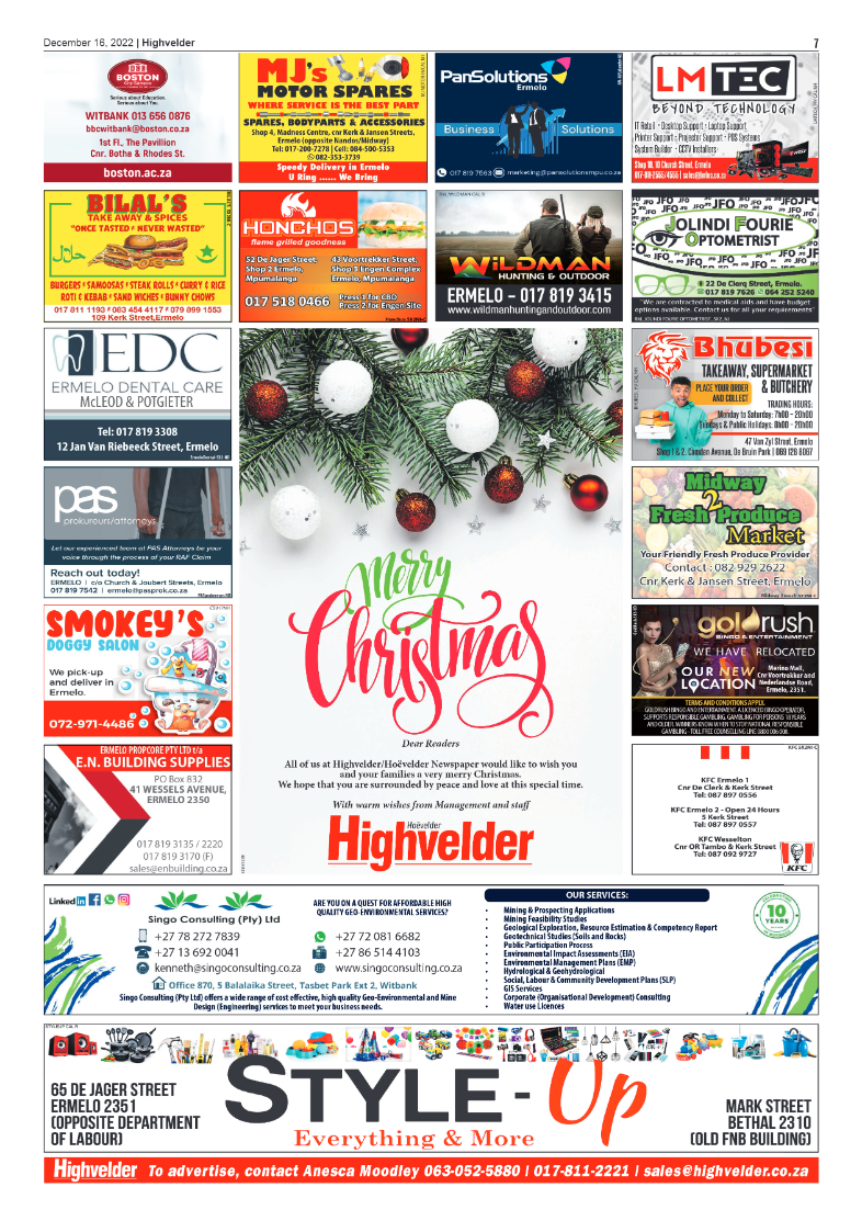 Highvelder Newspaper 16 December 2022 page 7