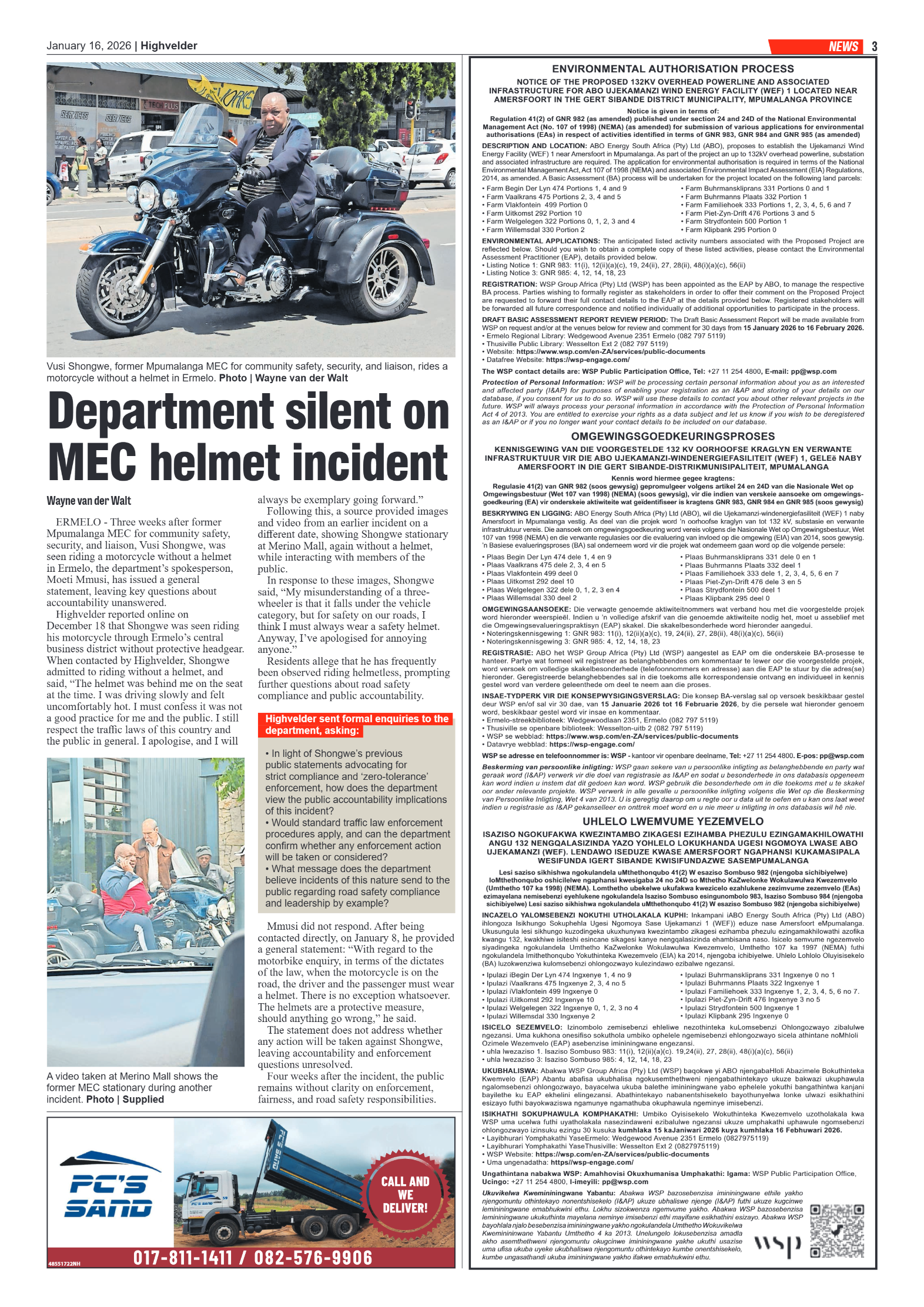 Highvelder Newspaper 16 Januarie 2026 page 3