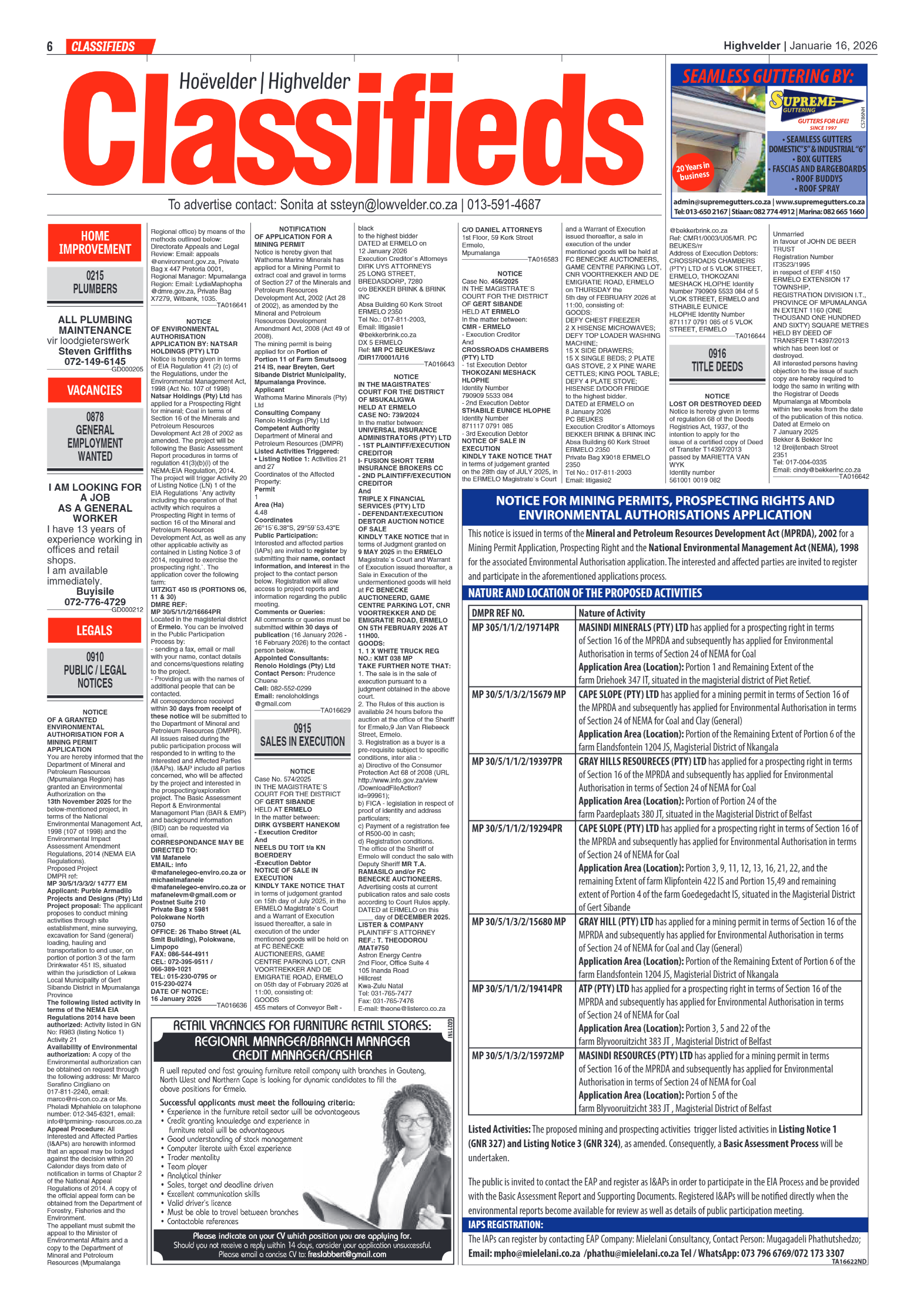 Highvelder Newspaper 16 Januarie 2026 page 6