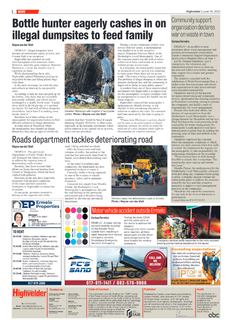 Highvelder Newspaper 16 June 2023 page 2