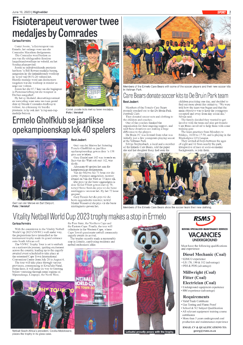 Highvelder Newspaper 16 June 2023 page 7