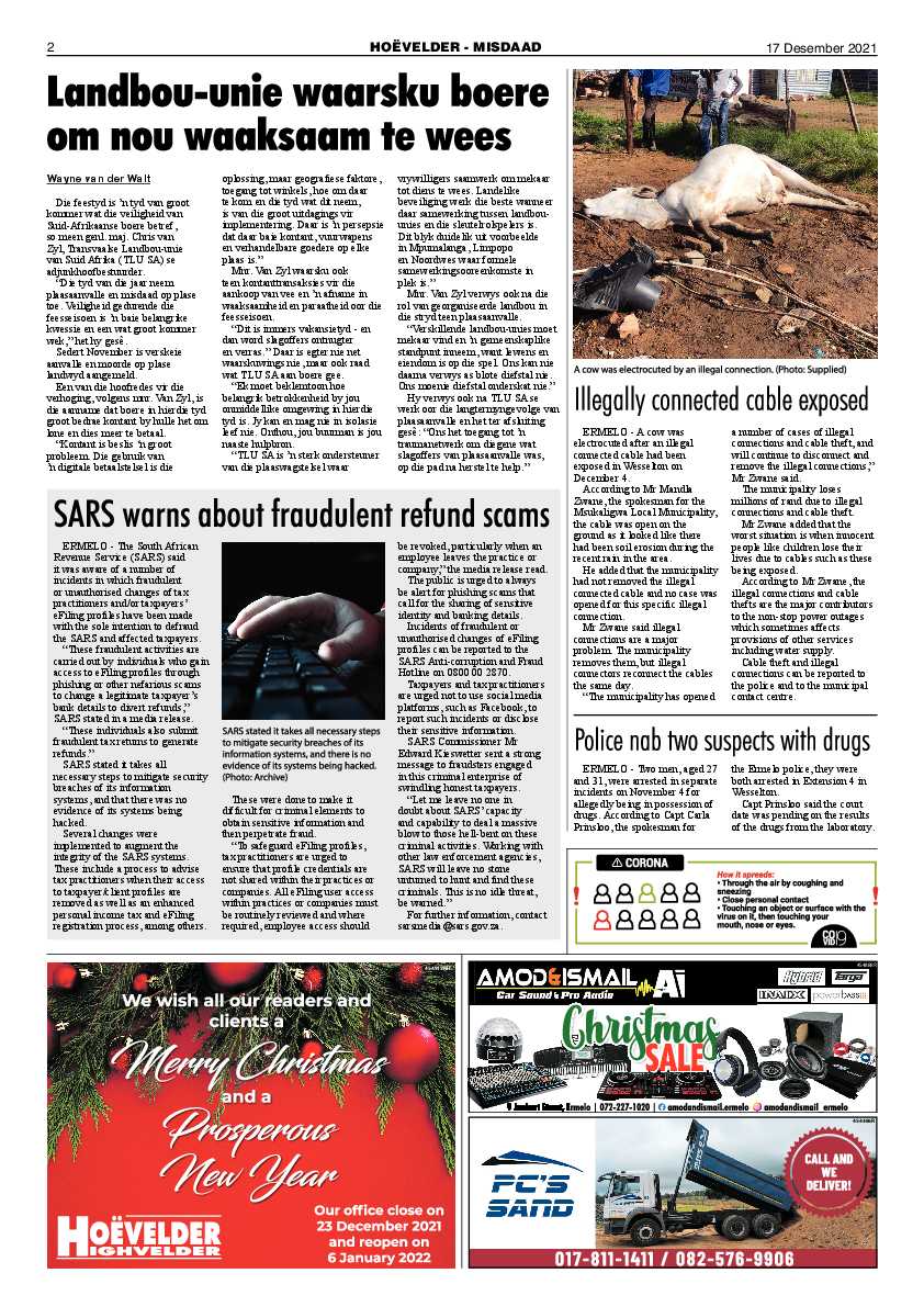 Highvelder Newspaper 17 December 2021 page 2