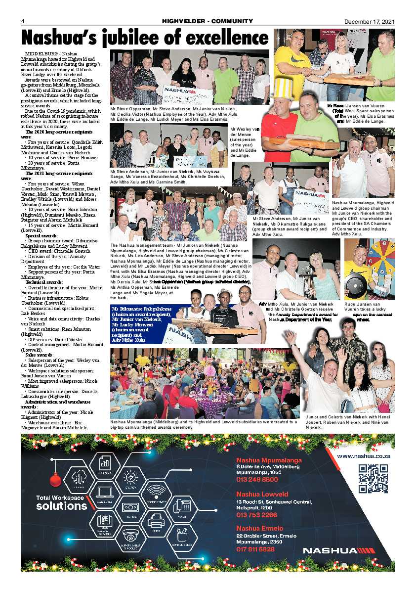 Highvelder Newspaper 17 December 2021 page 4